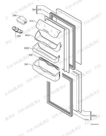 Взрыв-схема холодильника Zanussi Z56/3SR - Схема узла Door 003